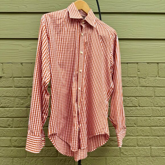 Tailorbyrd Dress Shirt - Burnt Orange Gingham - Picture 1 of 6